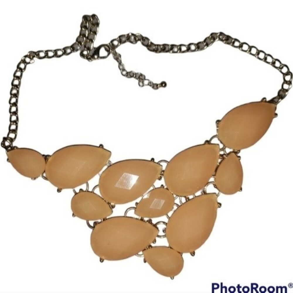 Peach Statement Necklace Y2K Tangerine Asymmetrical Bib Statement Career Work